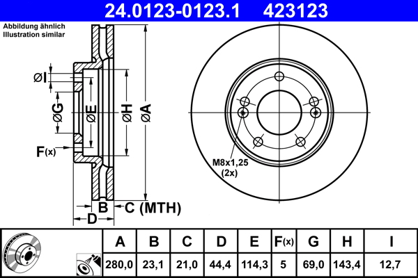 Brake Disc - 24.0123-0123.1 ATE