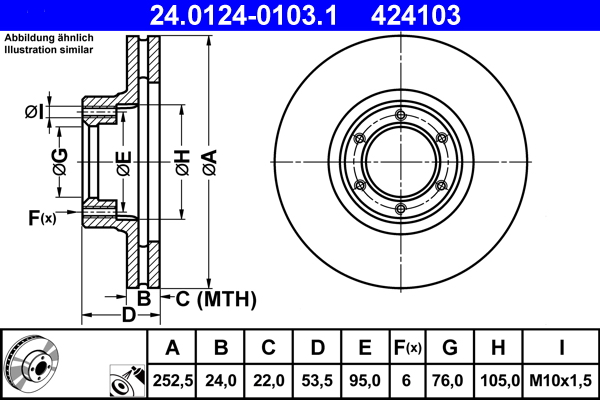 Bremsscheibe - 24.0124-0103.1 ATE