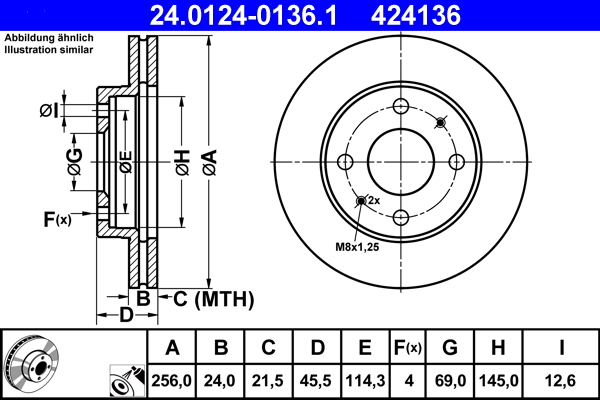 Brake Disc - 24.0124-0136.1 ATE