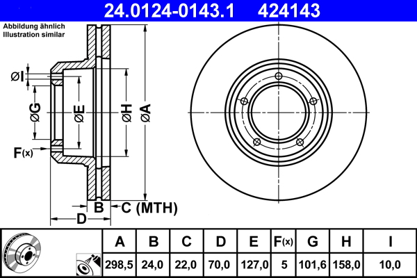 Bremsscheibe - 24.0124-0143.1 ATE