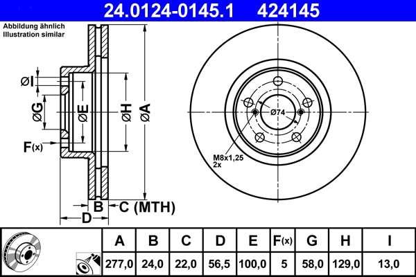 Brake Disc - 24.0124-0145.1 ATE