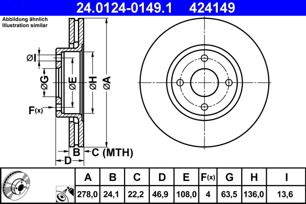 Brake Disc - 24.0124-0149.1 ATE