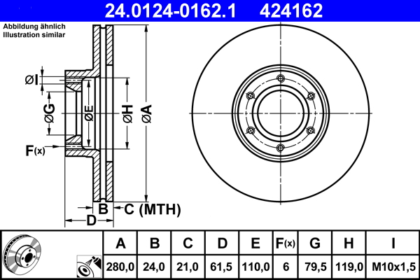 Brake Disc - 24.0124-0162.1 ATE