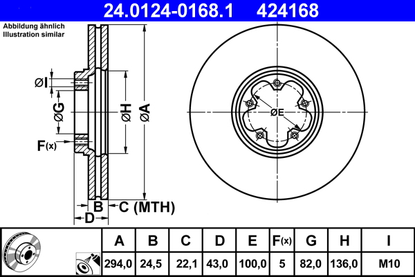Brake Disc - 24.0124-0168.1 ATE