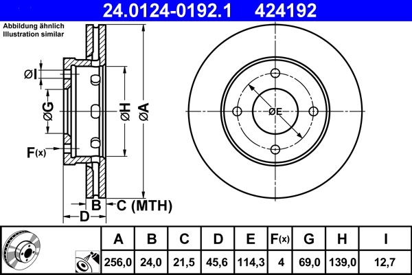 Bremsscheibe - 24.0124-0192.1 ATE