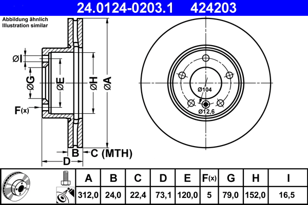 Brake Disc - 24.0124-0203.1 ATE