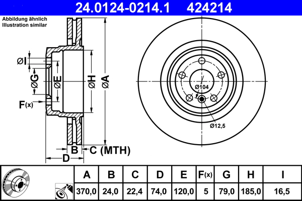 Brake Disc - 24.0124-0214.1 ATE