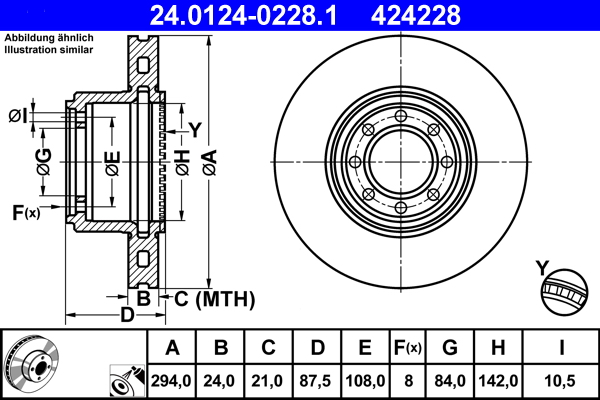 Brake Disc - 24.0124-0228.1 ATE