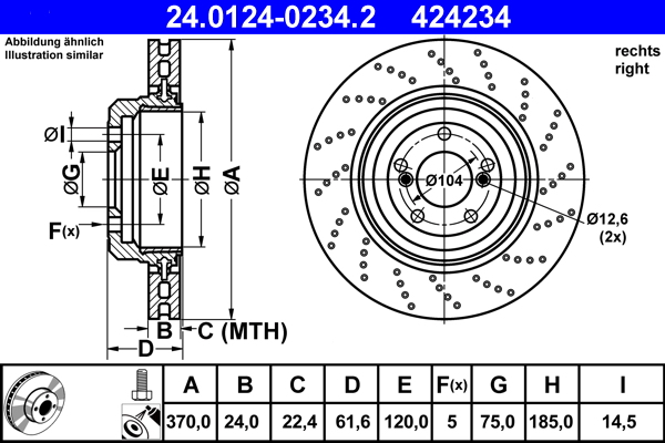 Brake Disc - 24.0124-0234.2 ATE