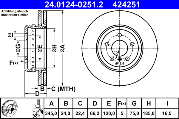 Brake Disc - 24.0124-0251.2 ATE
