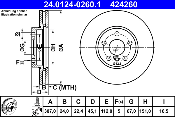 Brake Disc - 24.0124-0260.1 ATE