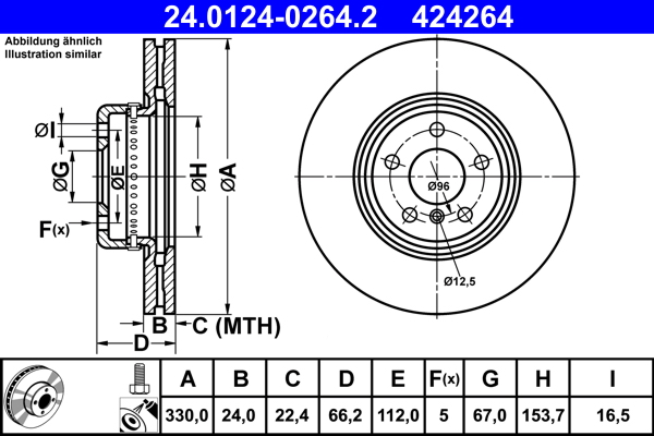 Brake Disc - 24.0124-0264.2 ATE