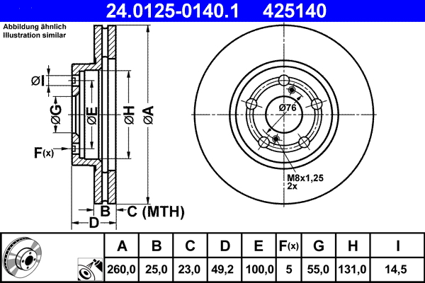 Discofreno - 24.0125-0140.1 ATE