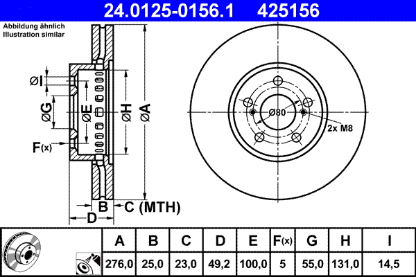 Brake Disc - 24.0125-0156.1 ATE