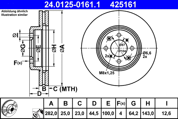 Brake Disc - 24.0125-0161.1 ATE
