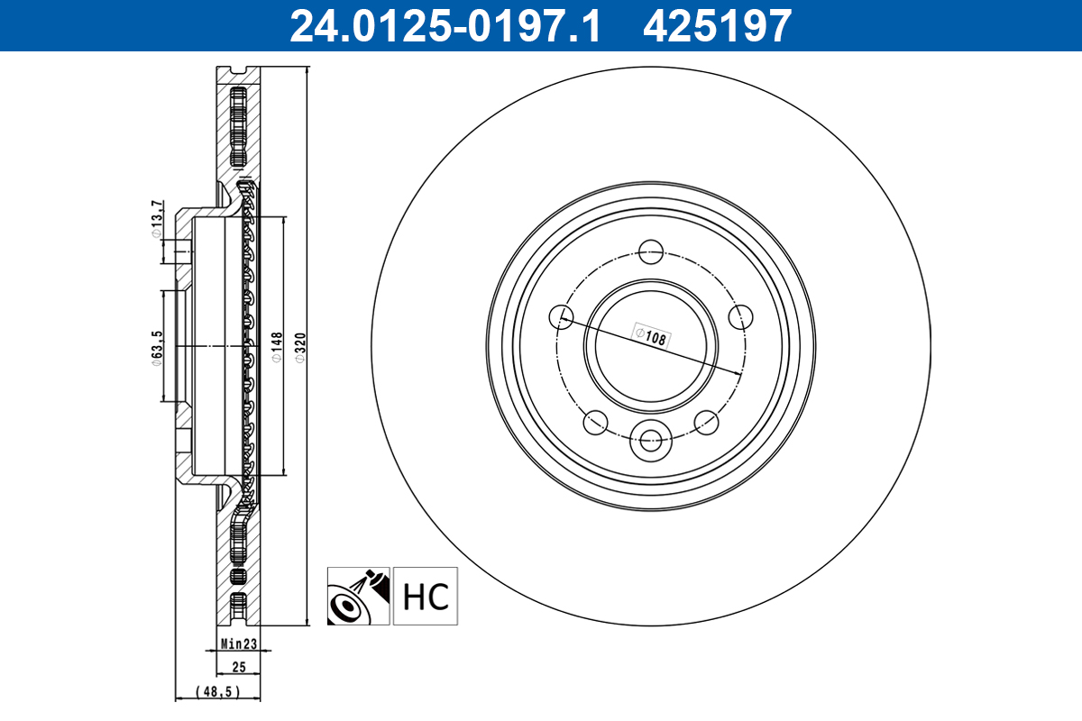 Brake Disc - 24.0125-0197.1 ATE