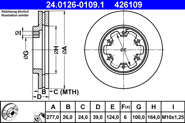 Brake Disc - 24.0126-0109.1 ATE