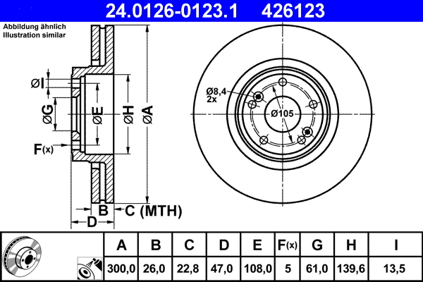Brake Disc - 24.0126-0123.1 ATE