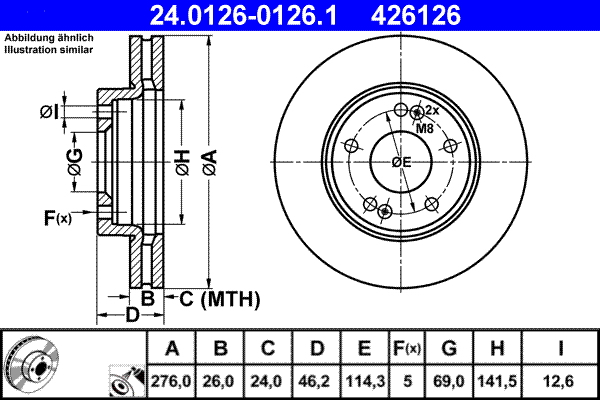 Brake Disc - 24.0126-0126.1 ATE