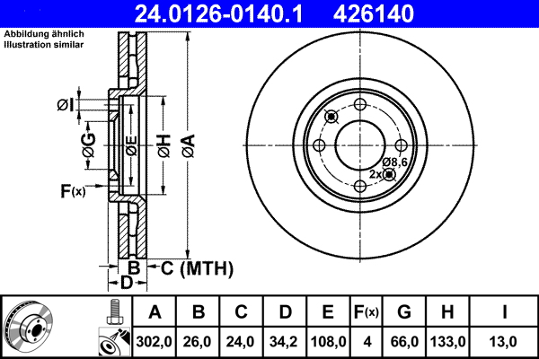 Discofreno - 24.0126-0140.1 ATE