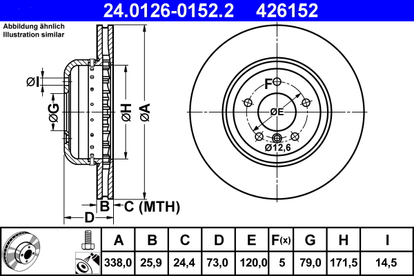 Brake Disc - 24.0126-0152.2 ATE