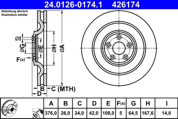 Brake Disc - 24.0126-0174.1 ATE