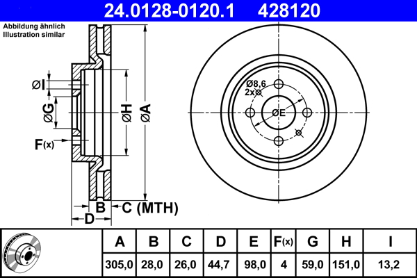 Brake Disc - 24.0128-0120.1 ATE