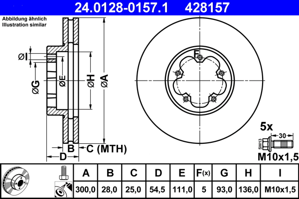 Brake Disc - 24.0128-0157.1 ATE