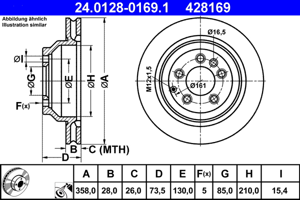 Brake Disc - 24.0128-0169.1 ATE