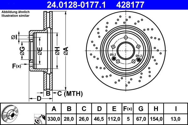 Bremsscheibe - 24.0128-0177.1 ATE