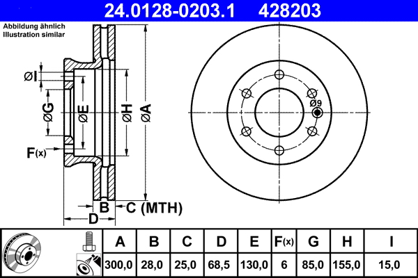 Brake Disc - 24.0128-0203.1 ATE
