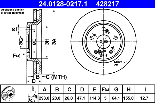 Brake Disc - 24.0128-0217.1 ATE