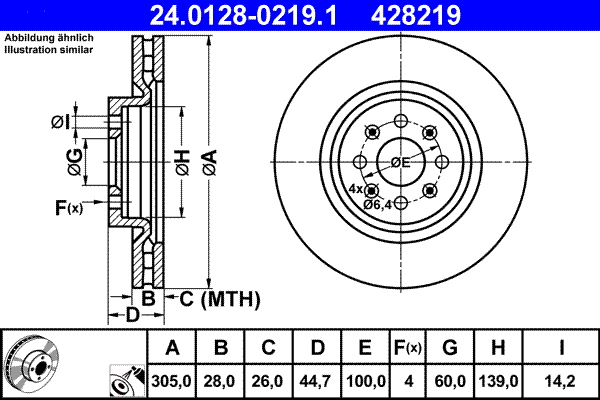 Brake Disc - 24.0128-0219.1 ATE