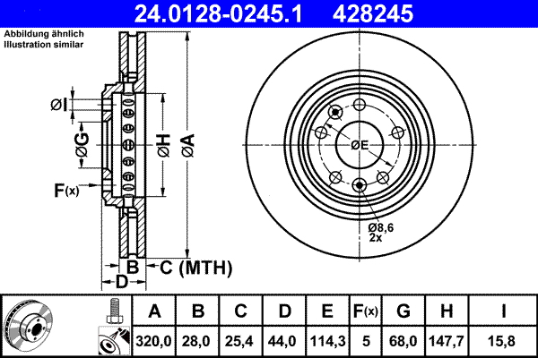Bremsscheibe - 24.0128-0245.1 ATE