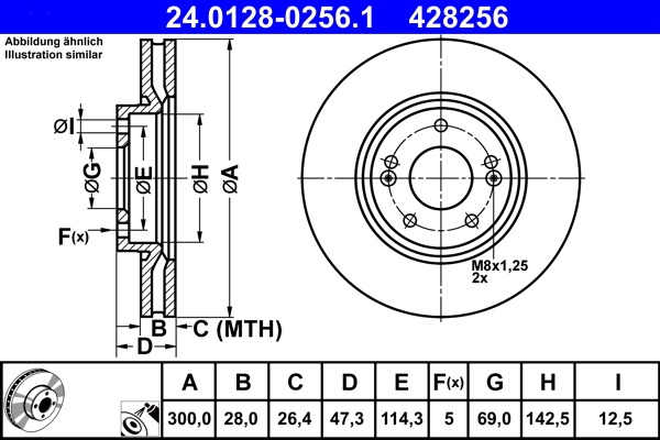 Brake Disc - 24.0128-0256.1 ATE