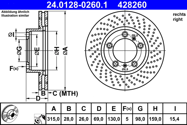 Brake Disc - 24.0128-0260.1 ATE