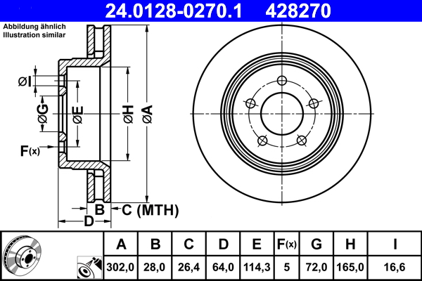 Brake Disc - 24.0128-0270.1 ATE