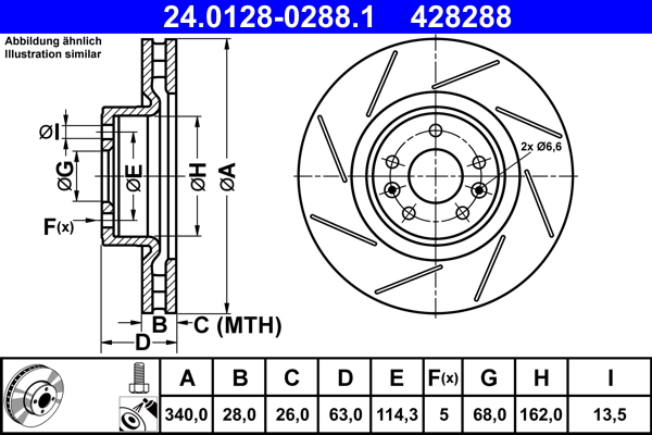 Brake Disc - 24.0128-0288.1 ATE