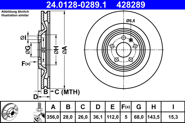 Brake Disc - 24.0128-0289.1 ATE