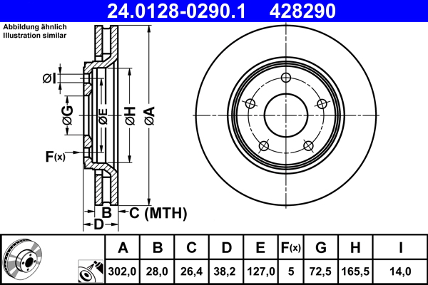 Brake Disc - 24.0128-0290.1 ATE