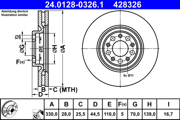 Brake Disc - 24.0128-0326.1 ATE