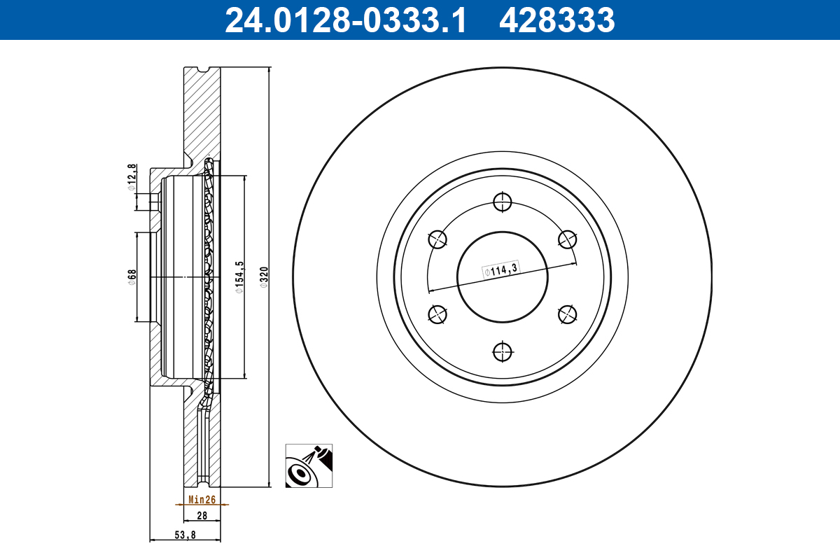 Brake Disc - 24.0128-0333.1 ATE