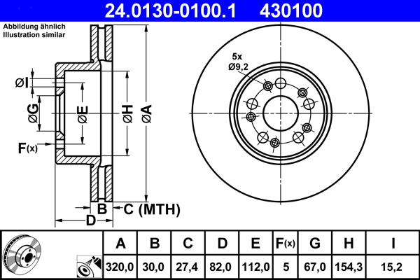 Brake Disc - 24.0130-0100.1 ATE
