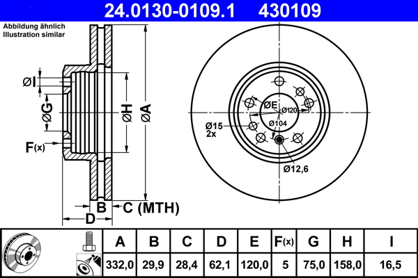 Brake Disc - 24.0130-0109.1 ATE