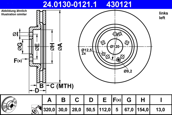 Brake Disc - 24.0130-0121.1 ATE