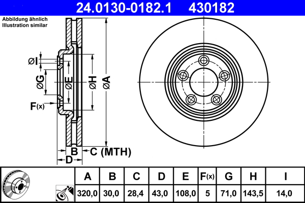 Brake Disc - 24.0130-0182.1 ATE