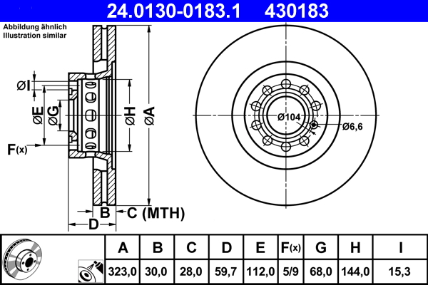Brake Disc - 24.0130-0183.1 ATE