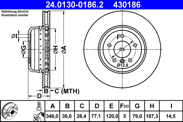 Brake Disc - 24.0130-0186.2 ATE