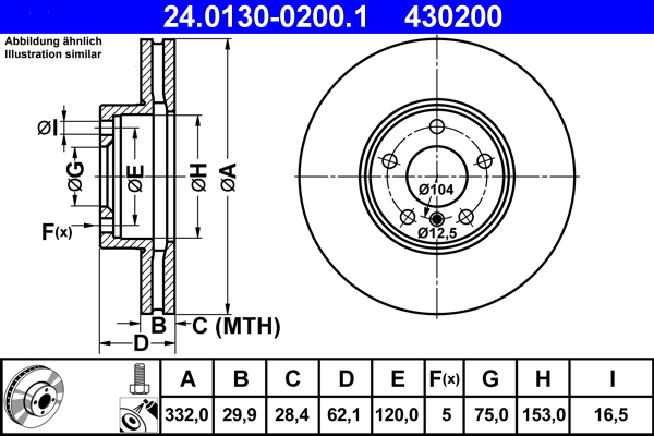 Brake Disc - 24.0130-0200.1 ATE