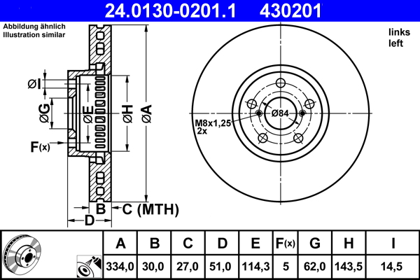 Brake Disc - 24.0130-0201.1 ATE